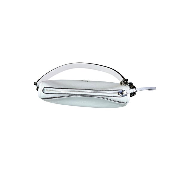 Michael Kors Small Cream Pebbled Leather Purse Wristlet Strap Silver HW Used - Picture 6 of 16